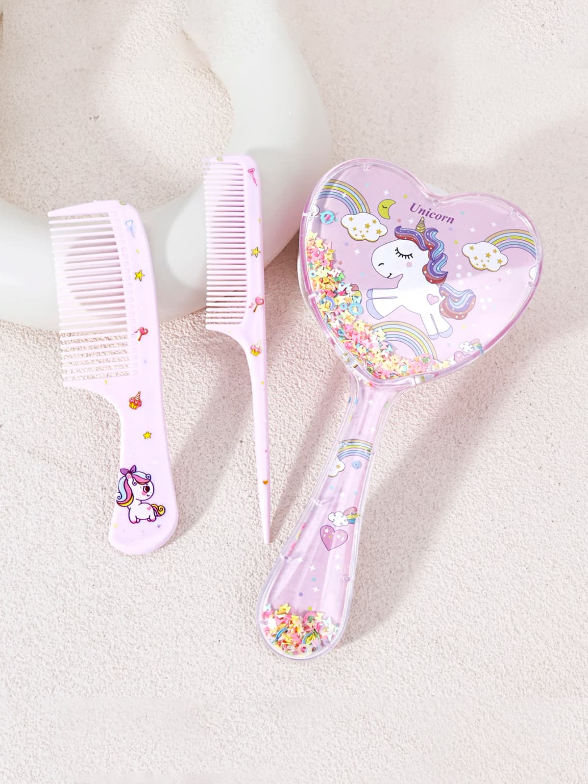 3-Piece Hair Comb Set with Cute Cartoon Pattern Hair Brushes and 2 Combs, Both Dry and Wet, Gift, Special for Real Hair Wigs