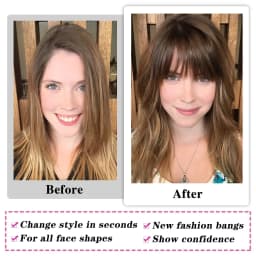 Brown Wispy Bangs Human Hair Bangs OverHead Clip in Hair Extension Natural Hair in Air Bangs Fringe Hairpieces for Women 4.5inch
