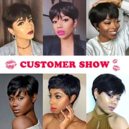 Short Pixie Cut Wig Human Hair For Women Machine Made Wigs With Bangs Brazilian Human Hair Wigs Cheap Pixie Cut WigsOn Sale