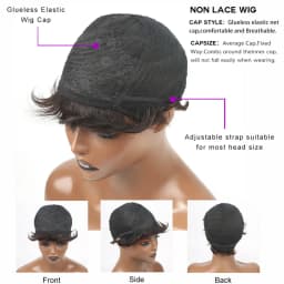 Short Pixie Cut Wig Human Hair For Women Machine Made Wigs With Bangs Brazilian Human Hair Wigs Cheap Pixie Cut WigsOn Sale