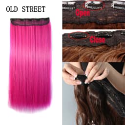 24 Inch Synthetic One Piece 5 Clips In Hair Extensions Long Straight High Temperature Fiber Colorful Hairpiece for Women