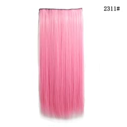 24 Inch Synthetic One Piece 5 Clips In Hair Extensions Long Straight High Temperature Fiber Colorful Hairpiece for Women