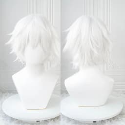 Anime Kaneki Ken Cosplay Wigs Short White Fluffy Wigs Eye Patch Heat Resistant Synthetic Hair Party Role Play