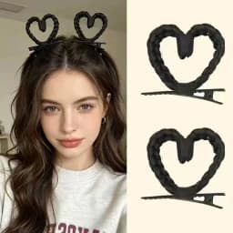 2/4pcs cute heart-shaped braided hair clip synthetic heart-shaped hair clip cute daily girl hairstyle accessory.