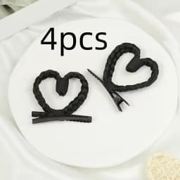 2/4pcs cute heart-shaped braided hair clip synthetic heart-shaped hair clip cute daily girl hairstyle accessory.