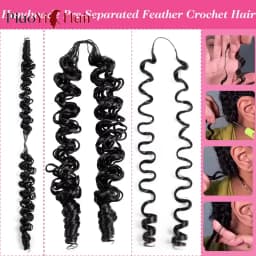 60g Per Bunldes 15A Burmese Curly Crochet Human Hair Brasid Knotless Pre-Separated Feather Human Crochet Hair 100% Human Hair Extensions 14-26 Inch Human Crochet