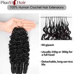 60g Per Bunldes 15A Burmese Curly Crochet Human Hair Brasid Knotless Pre-Separated Feather Human Crochet Hair 100% Human Hair Extensions 14-26 Inch Human Crochet