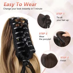 Synthetic Claw Ponytail Extensions 22inch Long Wavy Claw Clip Pony Tail Hairpieces for Women Girls Dairy Party Holiday