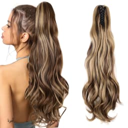 Synthetic Claw Ponytail Extensions 22inch Long Wavy Claw Clip Pony Tail Hairpieces for Women Girls Dairy Party Holiday