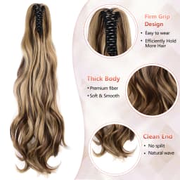 Synthetic Claw Ponytail Extensions 22inch Long Wavy Claw Clip Pony Tail Hairpieces for Women Girls Dairy Party Holiday