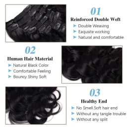 Clip In Human Hair Extensions 120g/set Body Wave 18Clips Full Head Natural Brazilian Clip on Hair Extension 10-26 Inch for Women
