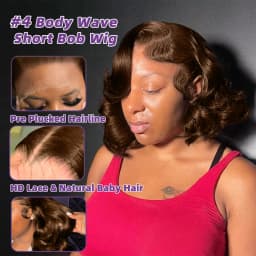 Brown Bob Wig Human Hair 250% 13x4 Body Wave Lace Front Wigs Human Hair Pre Plucked Frontal Chocolate Brown Short Bob Wigs Wavy
