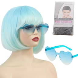 Colorful Gradient Wave Synthetic Wig for Women with Bangs Anime Party Cosplay Birthday Party Wig Stylish Long Hair Accessory