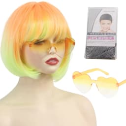 Colorful Gradient Wave Synthetic Wig for Women with Bangs Anime Party Cosplay Birthday Party Wig Stylish Long Hair Accessory