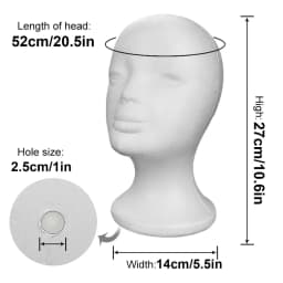 Female Styrofoam Mannequin Manikin Head Model Foam Wig Hair Lightweight Manikin Head Wig Display Stand for Scarves Jewelry Hats