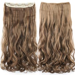 Soowee 24'' 28'' Synthetic Hair Charms Clip In Hair Extensions Dirty Blonde Fake Brown Curly Hair Pieces for Women