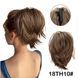 Synthetic Hair Piece Claw Clip in Hair Buns Hair Piece for Women Straight Short High Ponytail Extension Tousled Updo For Girls