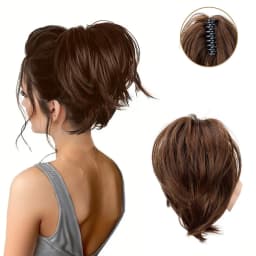 Synthetic Hair Piece Claw Clip in Hair Buns Hair Piece for Women Straight Short High Ponytail Extension Tousled Updo For Girls