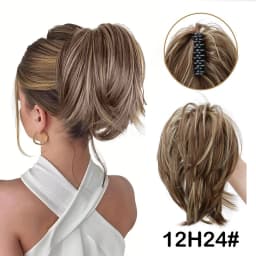 Synthetic Hair Piece Claw Clip in Hair Buns Hair Piece for Women Straight Short High Ponytail Extension Tousled Updo For Girls