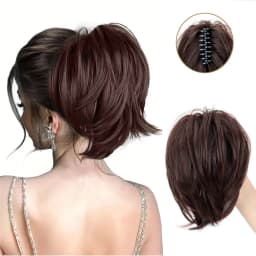 Synthetic Hair Piece Claw Clip in Hair Buns Hair Piece for Women Straight Short High Ponytail Extension Tousled Updo For Girls