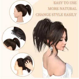 Synthetic Hair Piece Claw Clip in Hair Buns Hair Piece for Women Straight Short High Ponytail Extension Tousled Updo For Girls