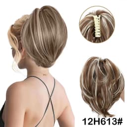 Synthetic Hair Piece Claw Clip in Hair Buns Hair Piece for Women Straight Short High Ponytail Extension Tousled Updo For Girls