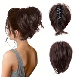 Synthetic Hair Piece Claw Clip in Hair Buns Hair Piece for Women Straight Short High Ponytail Extension Tousled Updo For Girls