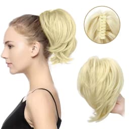 Synthetic Hair Piece Claw Clip in Hair Buns Hair Piece for Women Straight Short High Ponytail Extension Tousled Updo For Girls
