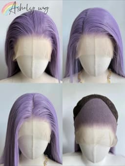 Ashely Light Purple Wig Special Grey-purple Lace Front Wigs 13*4 24inch Long Straight Synthetic Lace Wigs for Cosplay Party