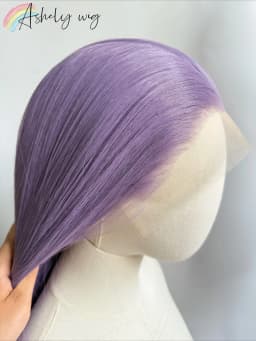 Ashely Light Purple Wig Special Grey-purple Lace Front Wigs 13*4 24inch Long Straight Synthetic Lace Wigs for Cosplay Party