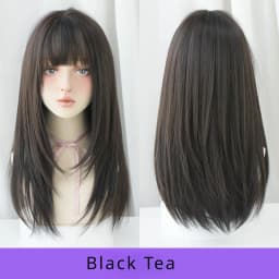 7JHH WIGS Layered Blonde Wig for Women High Density Synthetic Loose Straight Hair Wigs with Neat Bangs Beginner Friendly