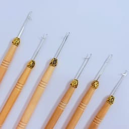 Hair Extensions Beads Tools Kit Extensions Micro Pulling Needle Wood Hair Hook with Tongue Hair Crochet Hook