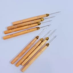 Hair Extensions Beads Tools Kit Extensions Micro Pulling Needle Wood Hair Hook with Tongue Hair Crochet Hook