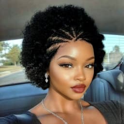 Afro Curly Wigs Colorful Human Hair Wigs with Braids 13×4 Lace Front Wig Remy Human Hair Wig for Women