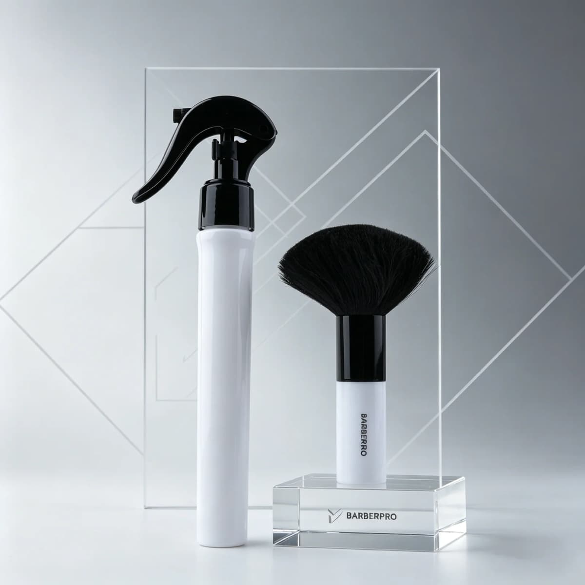2PCS Set Professional Hairdressing Tools 30ml Barber Fine Mist Spray Bottle Neck Duster Cleaning Brush Salon Haircut Supplies