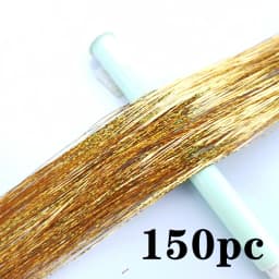 Synthetic Hair Long 120cm 150 Strands Sparkle Hair Tinsel Hair Rainbow Shiny Silk Hair Extensions Dazzles Women Hippie for Braid