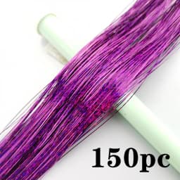 Synthetic Hair Long 120cm 150 Strands Sparkle Hair Tinsel Hair Rainbow Shiny Silk Hair Extensions Dazzles Women Hippie for Braid