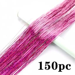Synthetic Hair Long 120cm 150 Strands Sparkle Hair Tinsel Hair Rainbow Shiny Silk Hair Extensions Dazzles Women Hippie for Braid