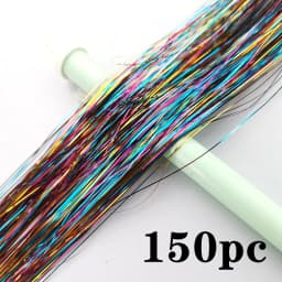 Synthetic Hair Long 120cm 150 Strands Sparkle Hair Tinsel Hair Rainbow Shiny Silk Hair Extensions Dazzles Women Hippie for Braid