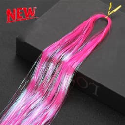 Synthetic Hair Long 120cm 150 Strands Sparkle Hair Tinsel Hair Rainbow Shiny Silk Hair Extensions Dazzles Women Hippie for Braid