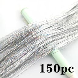 Synthetic Hair Long 120cm 150 Strands Sparkle Hair Tinsel Hair Rainbow Shiny Silk Hair Extensions Dazzles Women Hippie for Braid