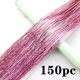Synthetic Hair Long 120cm 150 Strands Sparkle Hair Tinsel Hair Rainbow Shiny Silk Hair Extensions Dazzles Women Hippie for Braid
