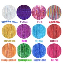 Synthetic Hair Long 120cm 150 Strands Sparkle Hair Tinsel Hair Rainbow Shiny Silk Hair Extensions Dazzles Women Hippie for Braid