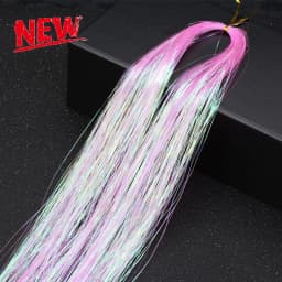 Synthetic Hair Long 120cm 150 Strands Sparkle Hair Tinsel Hair Rainbow Shiny Silk Hair Extensions Dazzles Women Hippie for Braid
