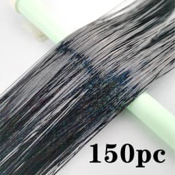 Synthetic Hair Long 120cm 150 Strands Sparkle Hair Tinsel Hair Rainbow Shiny Silk Hair Extensions Dazzles Women Hippie for Braid