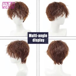 Short Synthetic Wig Unisex Multi-Color Short Curly Wig Adds Hair Volume Changes Hairstyle Suitable for Daily Wear and Holidays