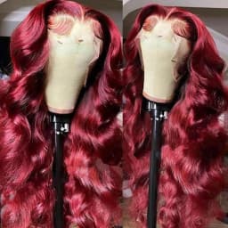 250 Density 99J Burgundy 13x4 Lace Frontal Human Hair Wigs Brazilian Colored 30 Inch Body Wave Lace Front Wigs Human Hair