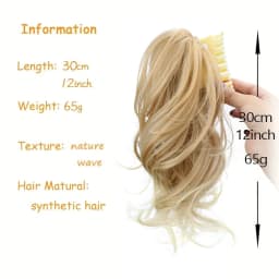 Synthetic Short Wavy Curly Ponytail Clip-in Hair Extension Heat Resistant Hair Ponytail Grab Clips for Women Daily Use