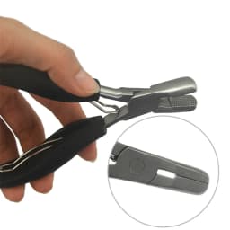 1Pc Black Flat Shape Plier with Small Grooves Pre-Bonded Hair Extension Clamp