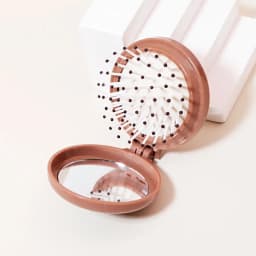 1pc Mini Folding Head Massager Mirror Anti-Static Styling Accessories Portable Travel Hair Comb, Special for Real Hair Wigs